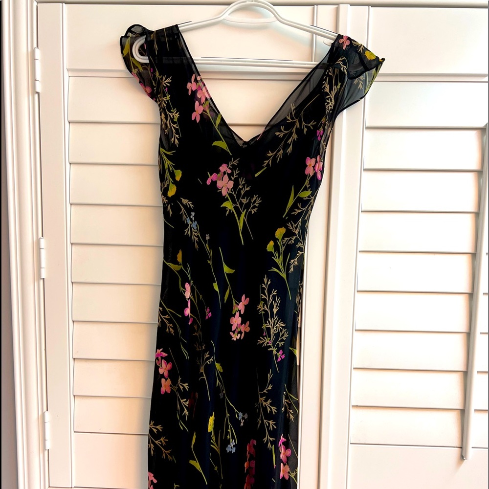 Max Studio floral silk dress with separate silk slip dress